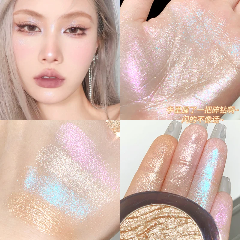 Bright Moonlight Monochrome Highlighter Powder Palette Long Lasting Shimmer Facial Highlight Contour Soft Shiny Diamond Makeup