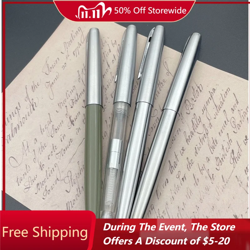 Wingsung 100 Ink Pens Extended Edition Long Knife Polishing Pen Tip Blade Pen All Steel Calligraphy Universal Fountain Pen Gift