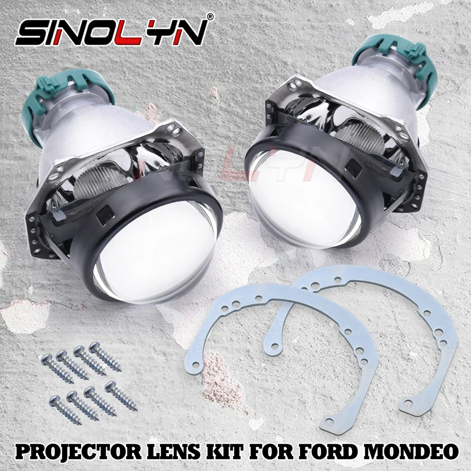 Sinolyn Projector Lens For Ford Mondeo Mk4 IV For Hella 3R G5 Lens Frame Bixenon Headlight Lens Use D2S D1S D3S D4S LED HID Bulb