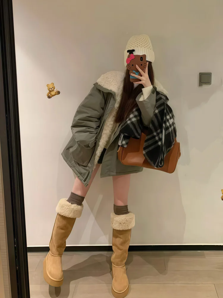 

Женская осенняя повседневная парка премиум-класса, нейтрального кроя, с комбинированными элементами, очаровательная, многослойная, с воротником-стойкой, для путешествий, на молнии