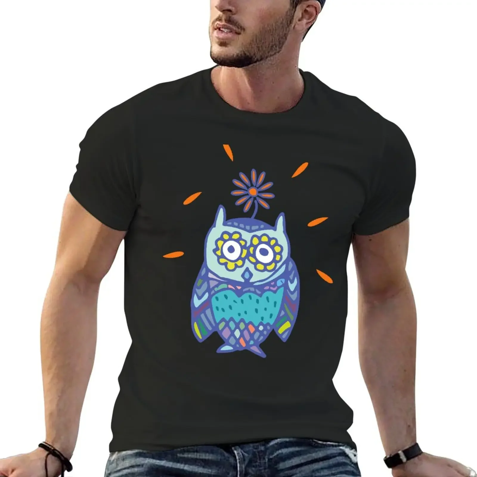 

Flower Owl T-Shirt shirts graphic blacks mens graphic t-shirts big and tall