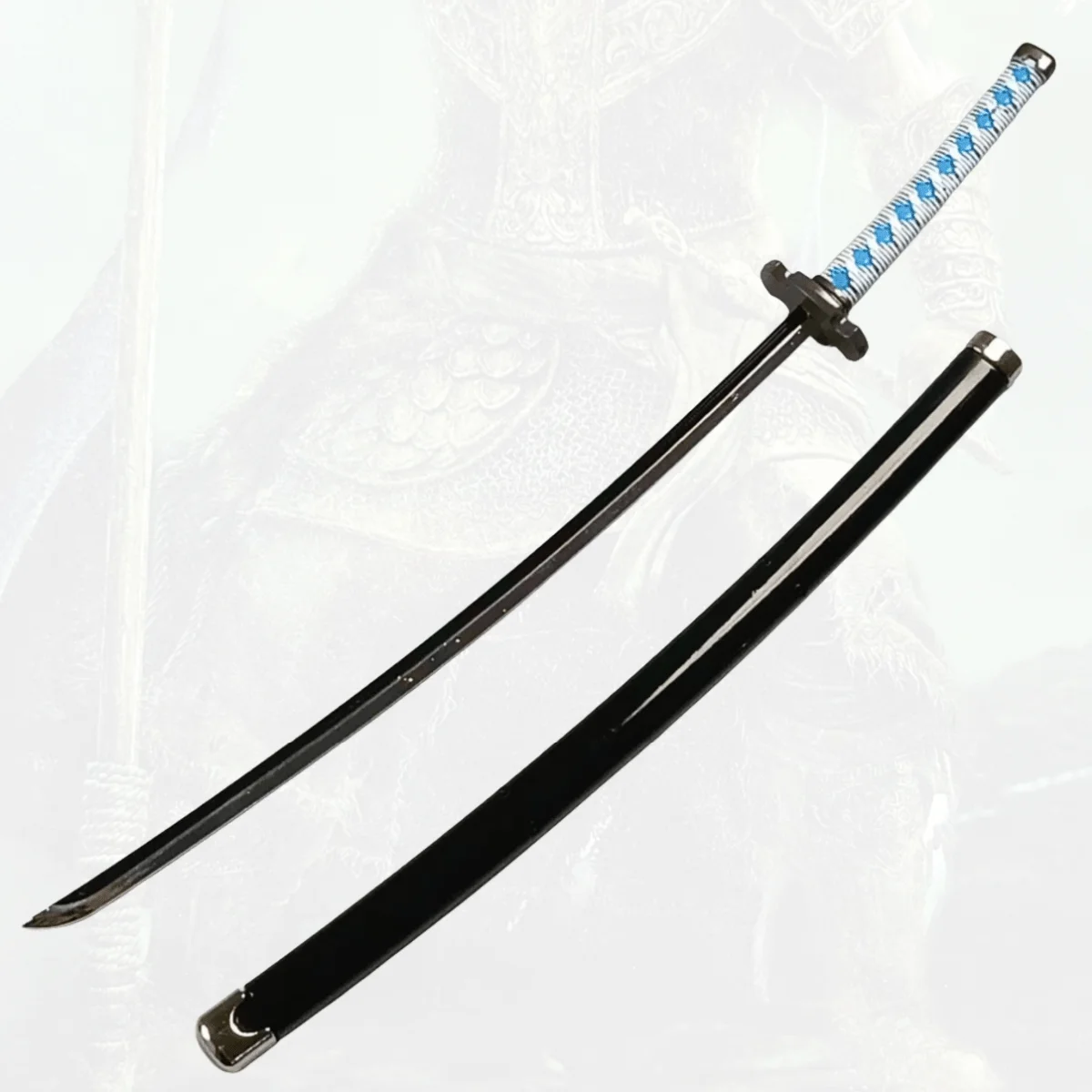 Épée Katana en métal Demon Slayer Kamado Tanjirou, 9.8 pouces, sabre de samouraï Original, couteau Ninja Katana, accessoires de Cosplay, jouet accessoire