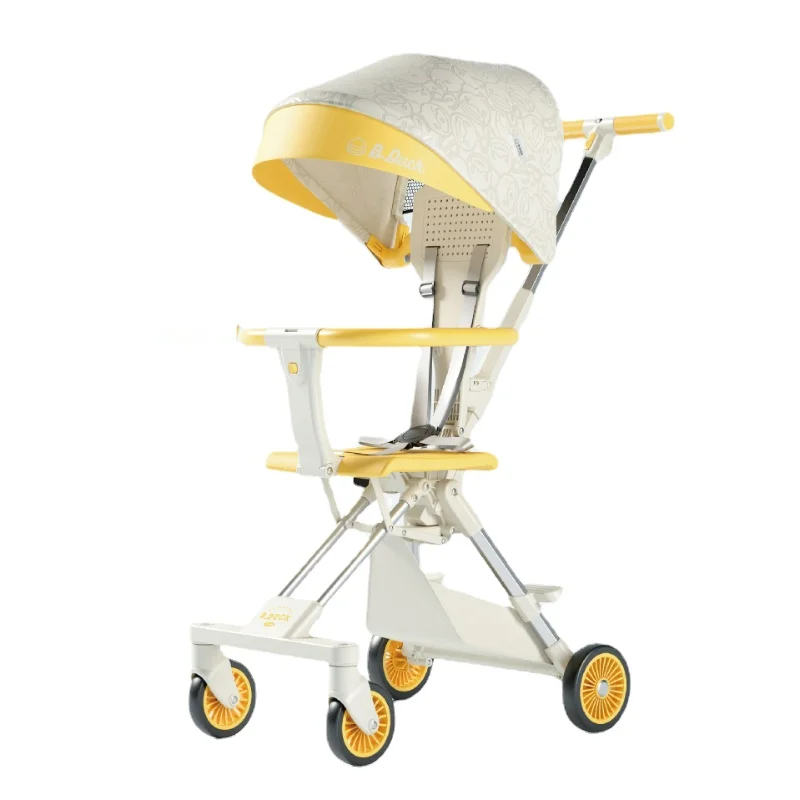 Portátil Two-Way Push Baby Stroller, pode sentar e deite-se, dobrável, resistente ao choque, alta paisagem, carro de bebê, rotação de 360 °