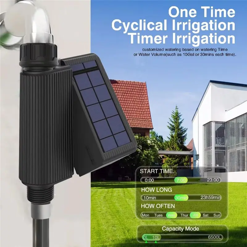 [HOT!】 Tuya Smart Wifi Watering Timer Solar Energy Sprinkler Drip Irrigation System Built-In Water Flow Recorder