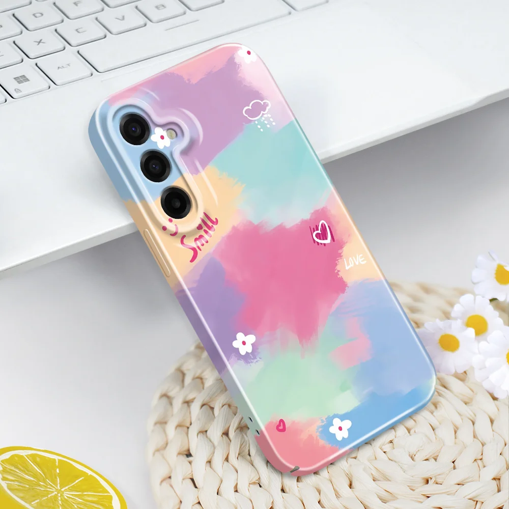 Rainbow Flower Phone Case For Samsung Galaxy A57 A37 A27 A17 A56 A36 A26 A16 A06 A55 A35 A25 A15 A05 4G 5G Film Hard Cover