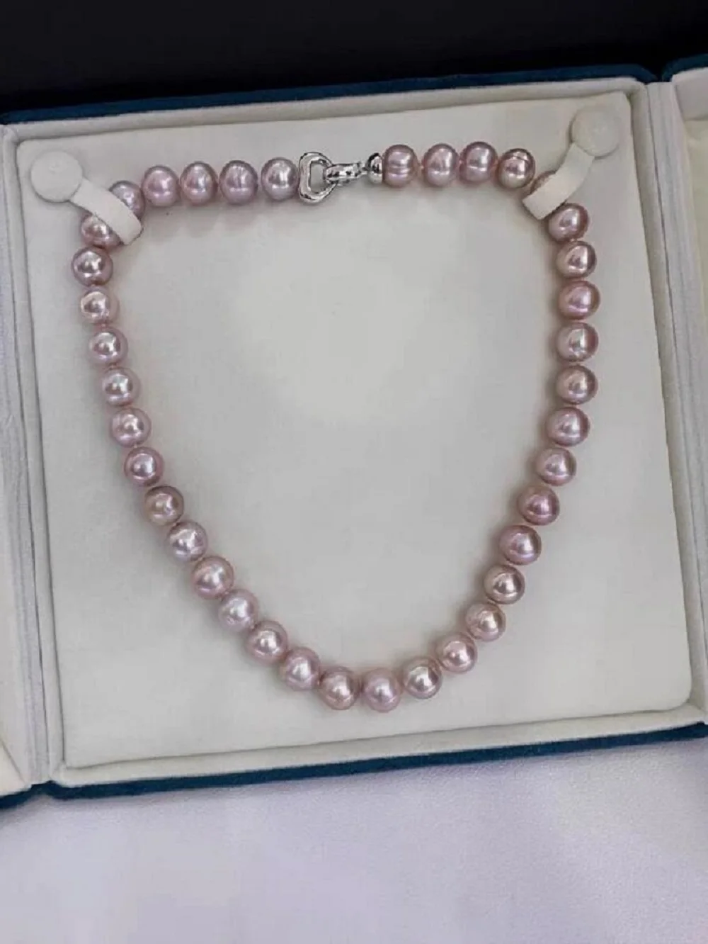 

gorgeous 9-10mm 8-9mm south sea lavender pearl necklace 18inch 925s