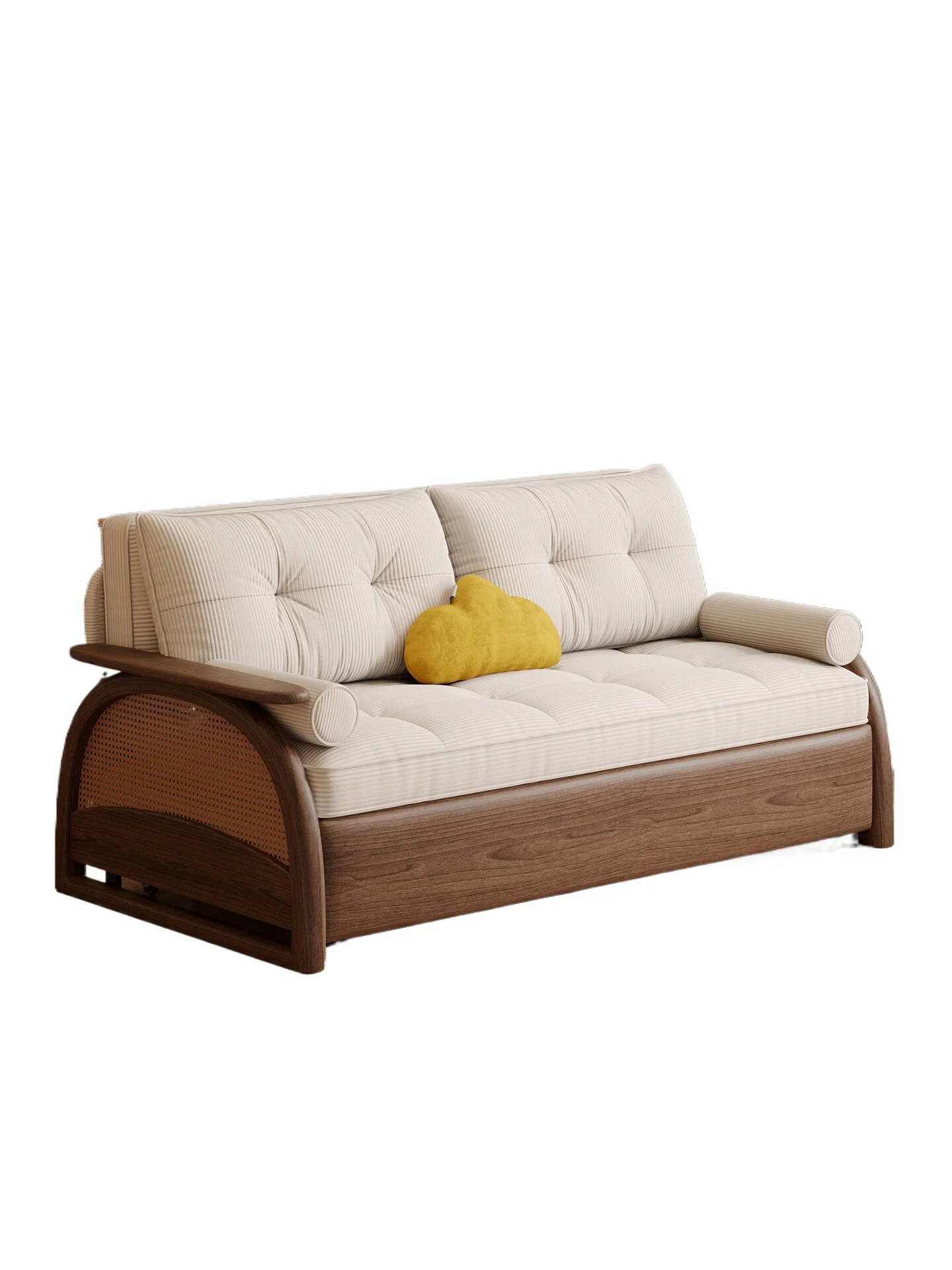 Solid wood sofa bed - convertible, foldable, all-in-one, removable & washable, new stretch sofa bed