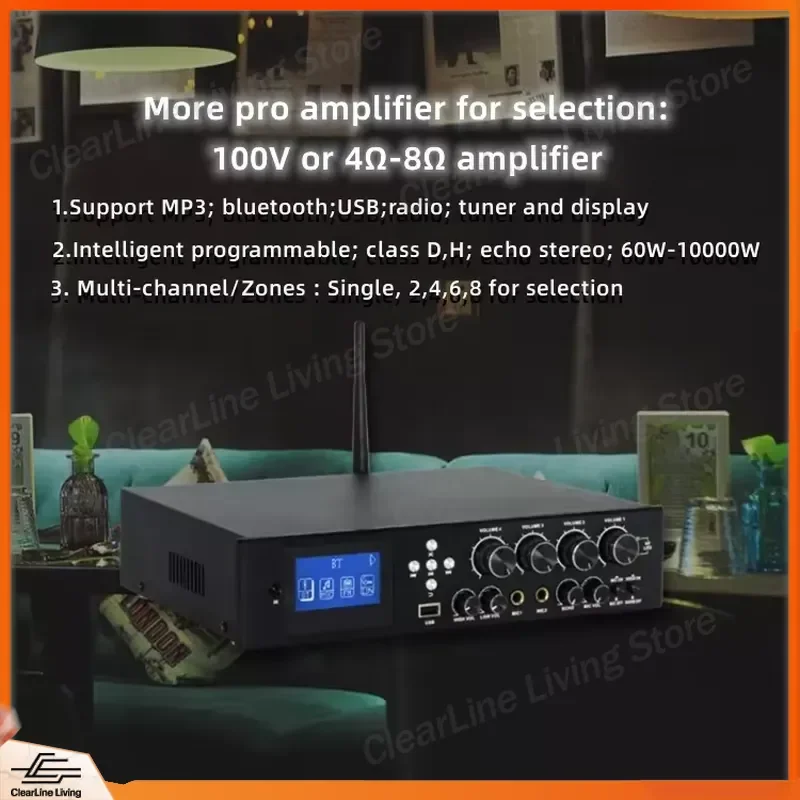 Class D Digital DSP Audio Power Amplifier 4 Channel Professional 1U Rack Mount Processor High Power Stereo Amp for Stage PA