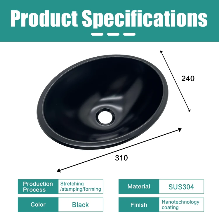 JDA High Quality Black Coating SS304 Single Bowl RV Kitchen Sink For Yacht Boat Mobilehome