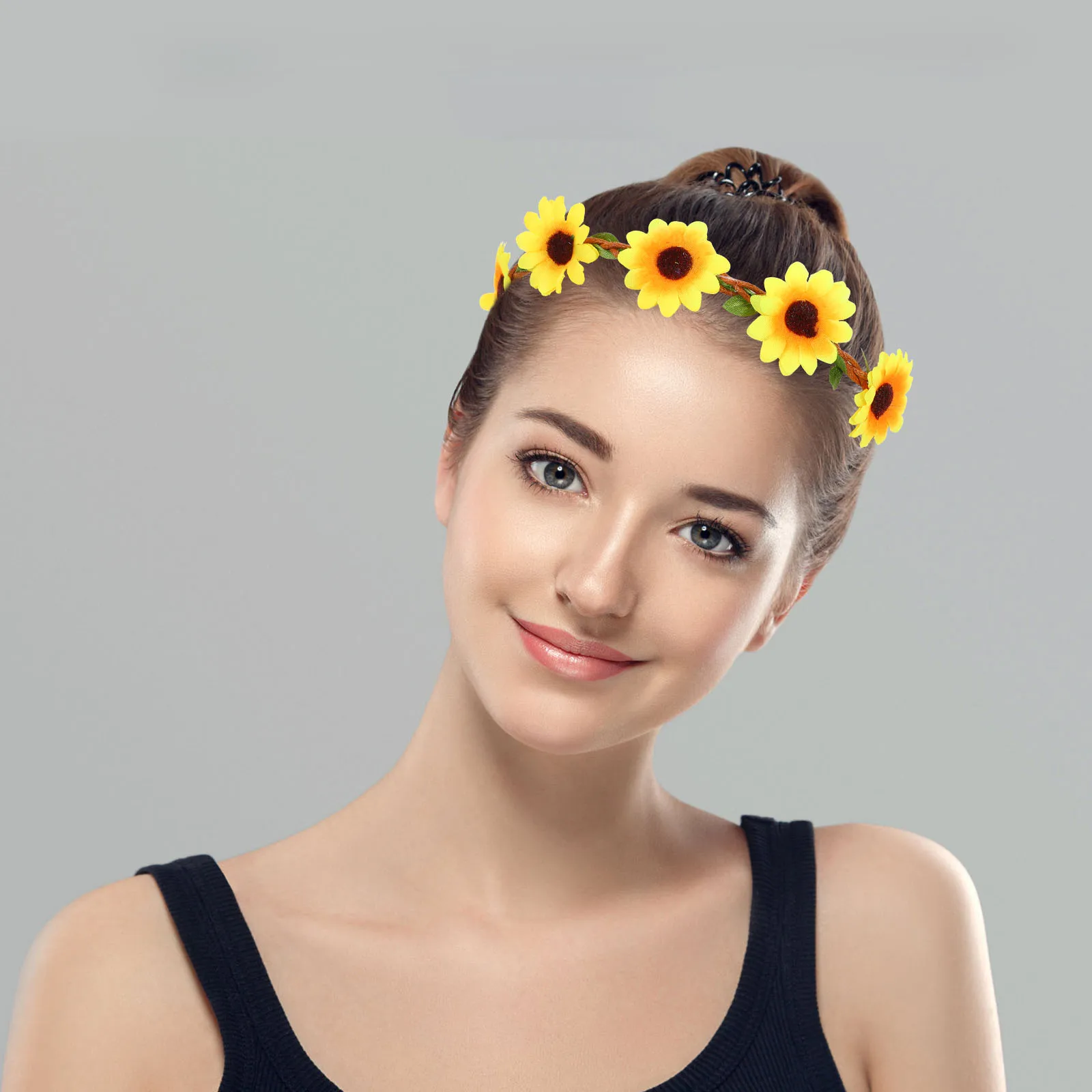 

Sun Flower Headband Sunflower Hair Crown Wreath Hawaiian Headpiece Accessory Headbands for Girls