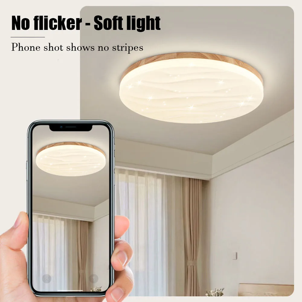 

Indoor Wooden Ceiling Lights Led Lamp Chandelier Light Bedroom Study Living Room Decor Remote Control Dimming Home Appliance