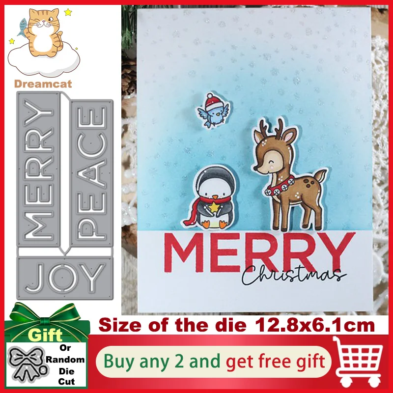 Merry Peace Joy Letter Words Bold Holidays Metal Cutting Dies Stencils Die Cuts for DIY Scrapbooking Album Paper Cards Embossing