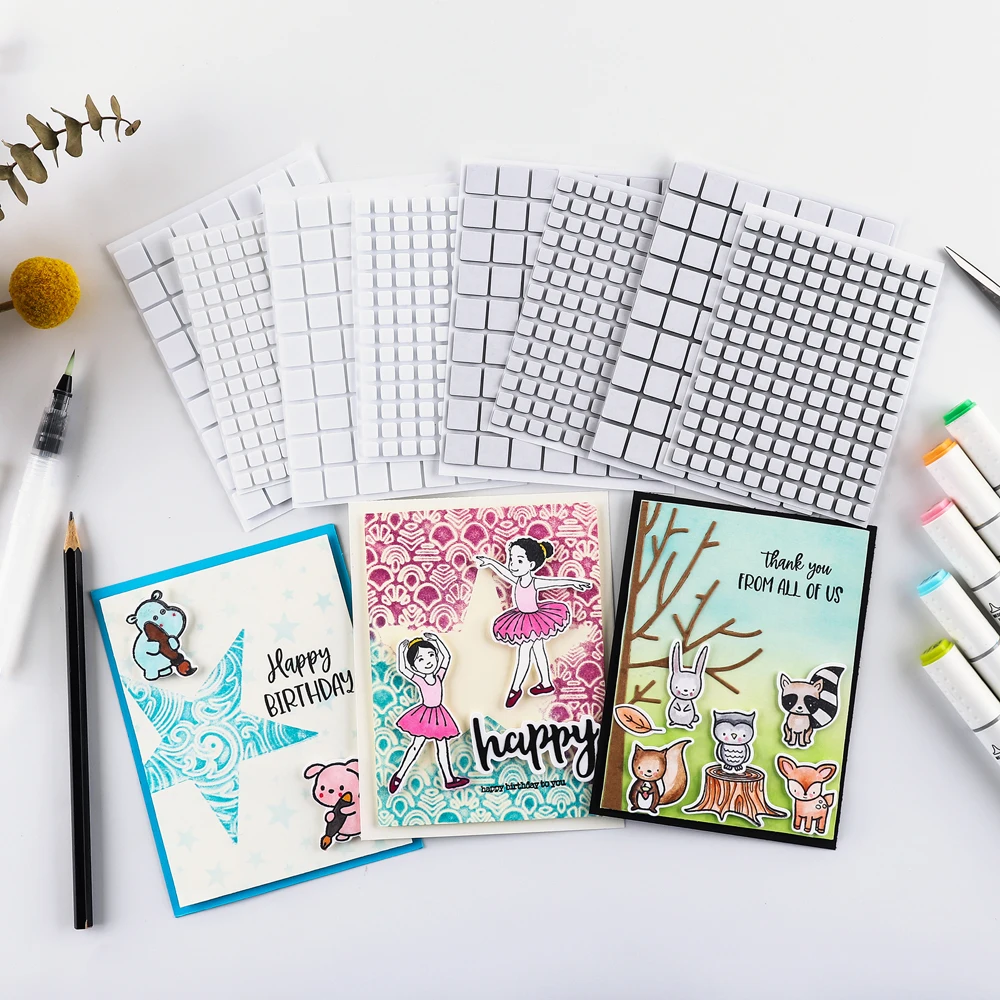 Schiuma adesiva bifacciale 3D Quadrati 1mm/2mm Nero Bianco Adesivi dimensionali adesivi permanenti Fai da te Scrapbooking Shaker Card