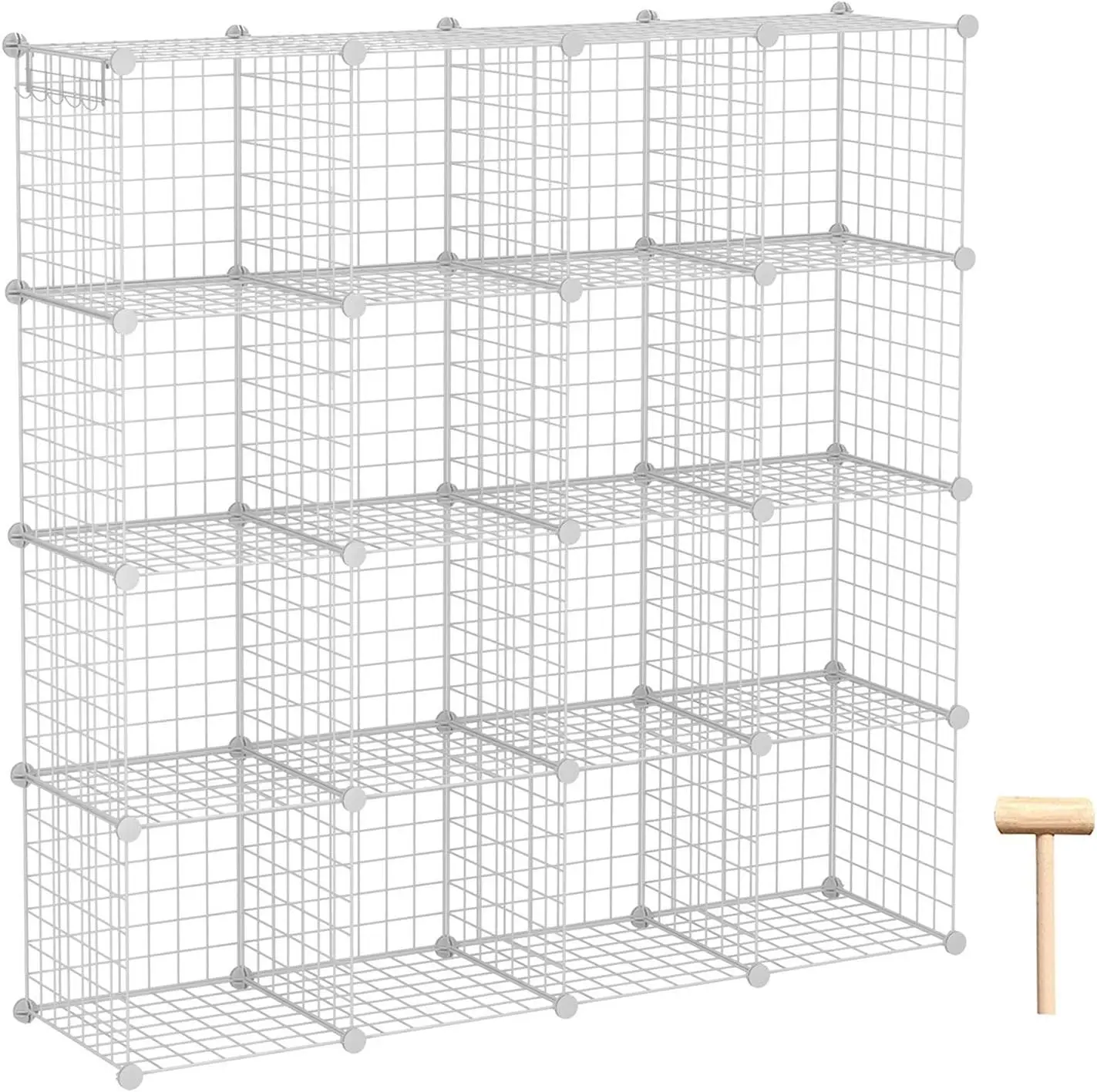 

16-Cube Metal Wire Storage Organizer, Modular Shelving Unit for Bedroom Office, White 48.4"L x 12.4"W x 48.4"H