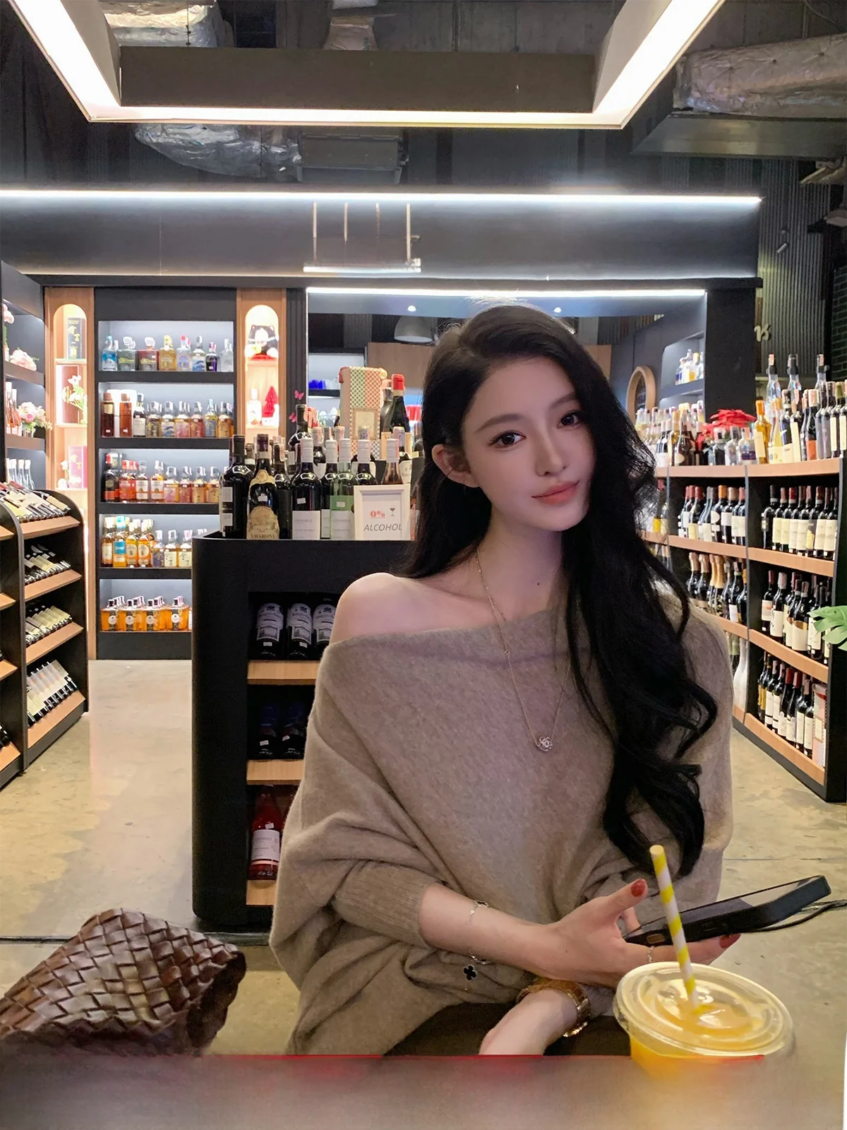 

Warm Camere Knitted Sweater Women's Loose Fit Asymmetrical oulder Casual Sle Comfortable Skin-friendly Two-way Wear