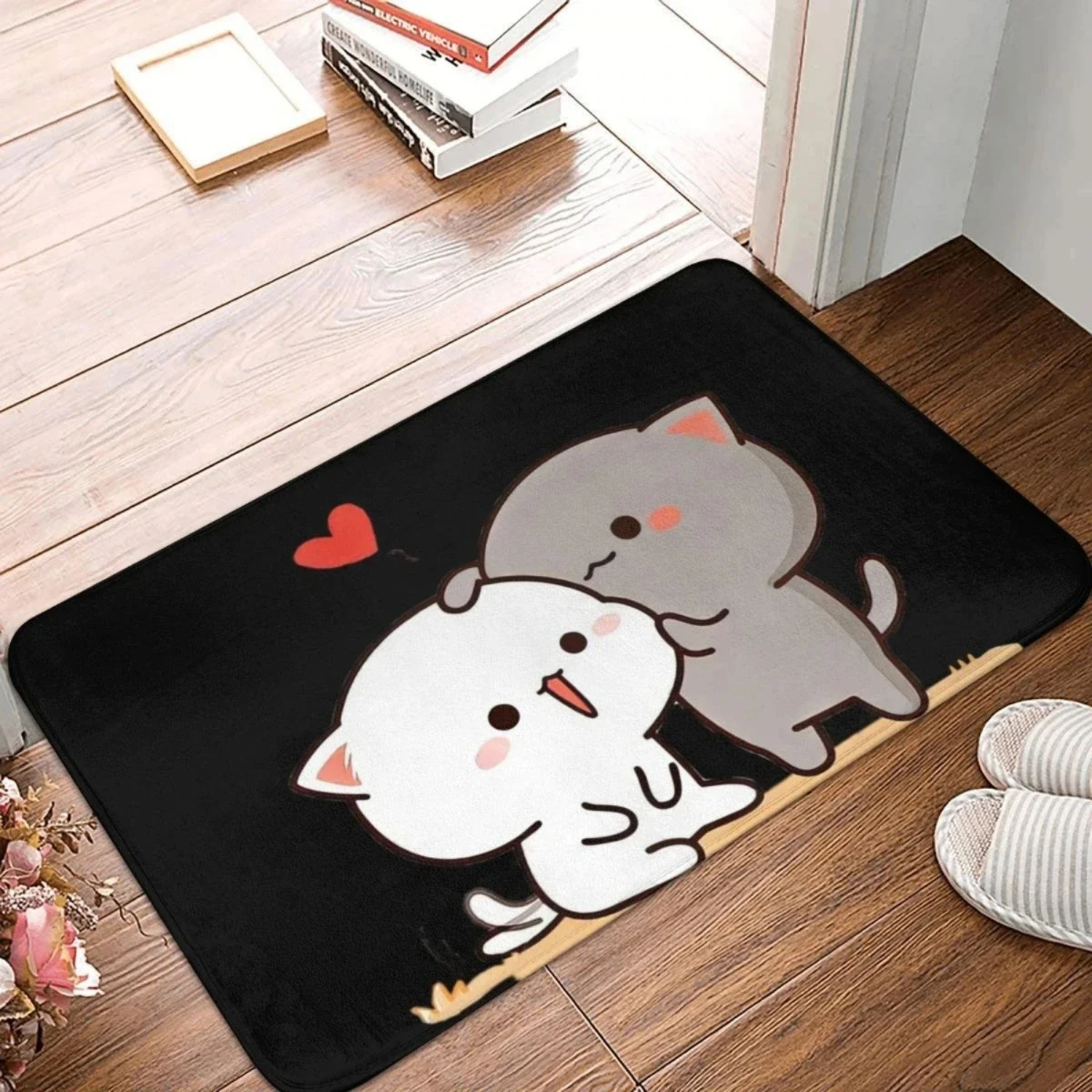 Soft Peach and Goma Flannel Doormat Decoration for Living Room, Kitchen, Bedroom, and Balcony - Bubu and Dudu Rugs, Floor Mat wi