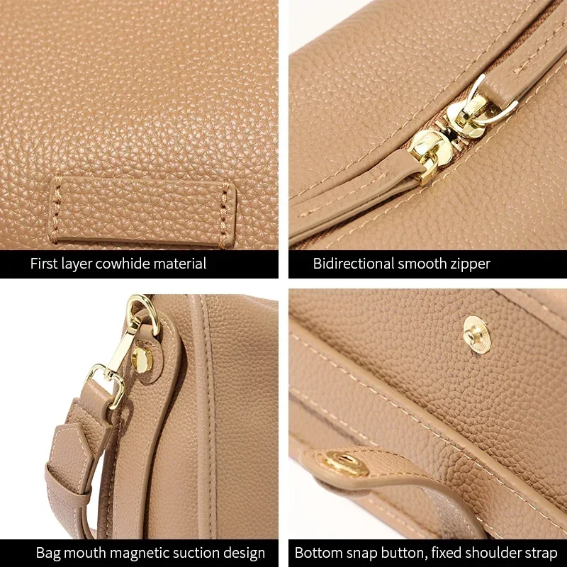 

Winter New High-quality Cowhide Niche Design Crossbody Handbag Versatile Fashion Light Luxury Shoulder Bag Commuting Women's Bag
