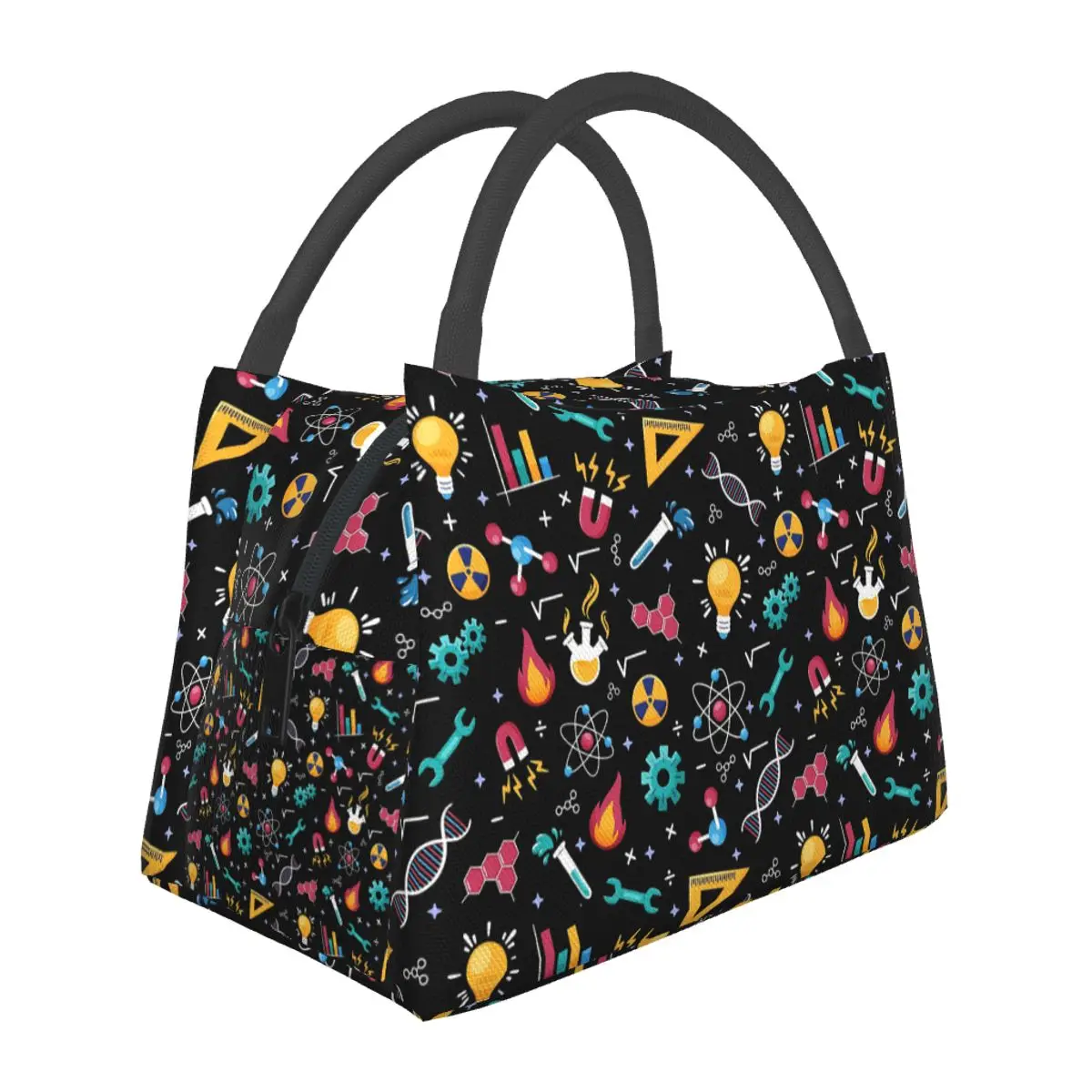 STEM Icons Pattern Science Engineering Insulated Lunch Bag for School Bento Storage Food Boxes Cooler Thermal Lunch Box Tote