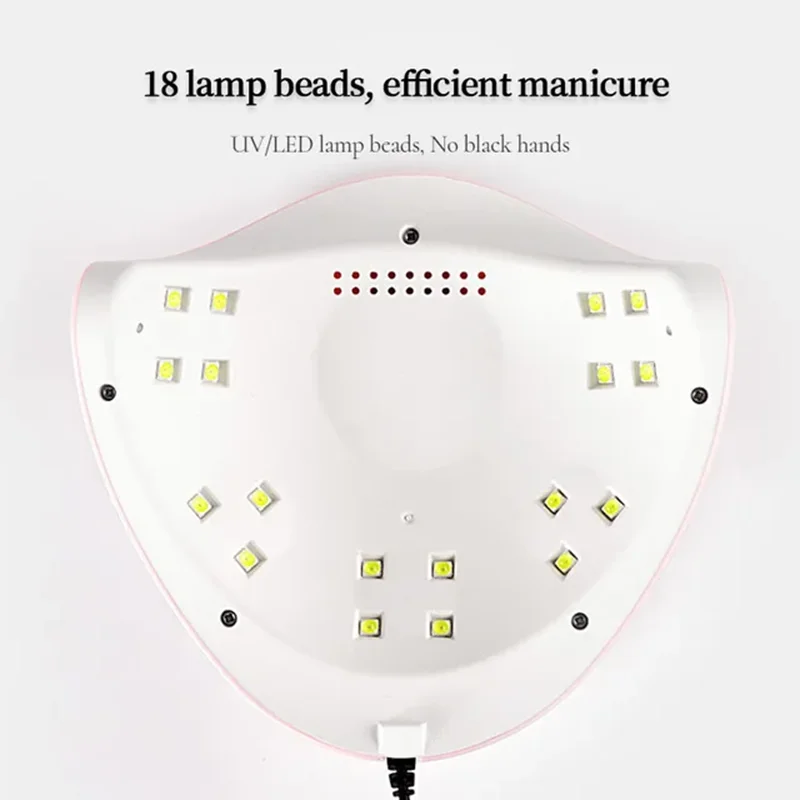 18 LED 54W Lampada per asciugare le unghie 30s Macchina per manicure intelligente ad asciugatura rapida Piccolo portatile USB 30/60/90s Temporizzazione UV Lampada per unghie Strumenti per asciugare