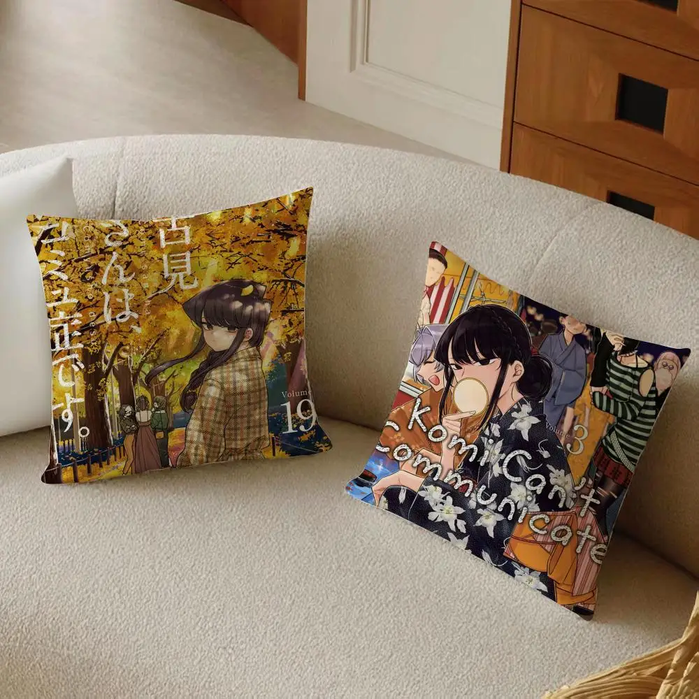 K-Komi Can't Communicate Cushion Cover Daily Washable Linen Pillowcase Soft  for Sofa Bed Home Room Decor