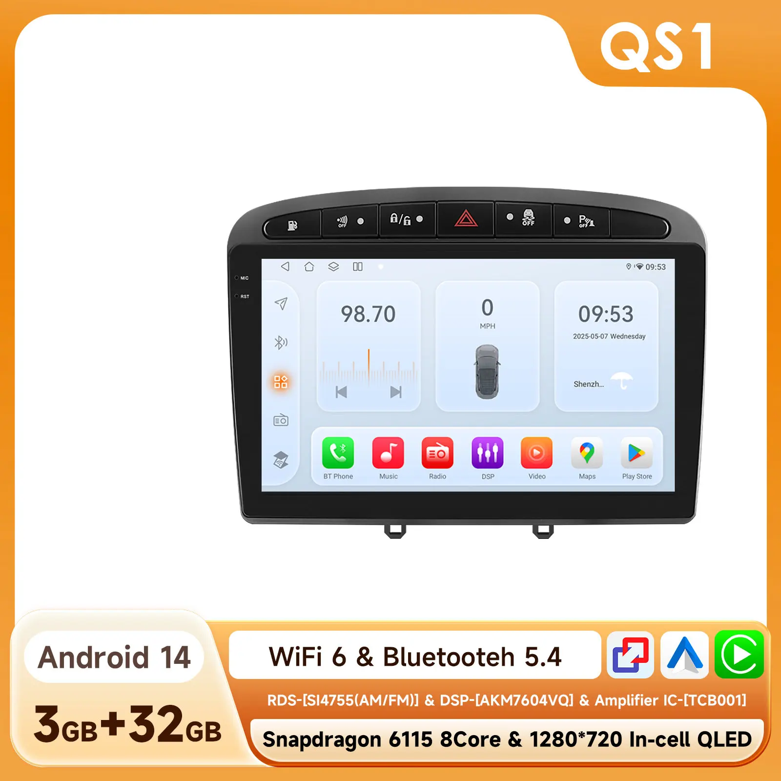 Carplay Android Auto radio voor Peugeot 308 308SW 2007 - 2015 408 2012 - 2020 RCZ Multimedia speler 4G Wifi 2din 360 graden camera auto audio