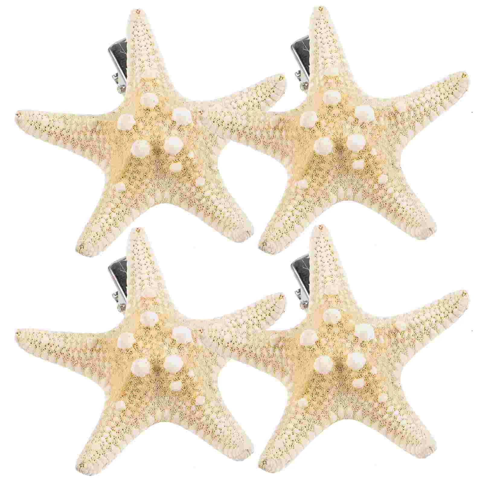 4 Pcs Hair Accessories for Girls Sea Star Clip Halloween Beach Five-pointed Hairpin