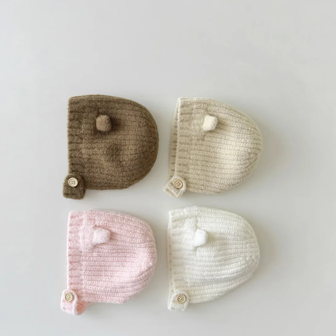 2024 New Baby Boys Girls Hat Knitted Cartoon Cute Color Autumn Winter Caps Newborn Baby Hats