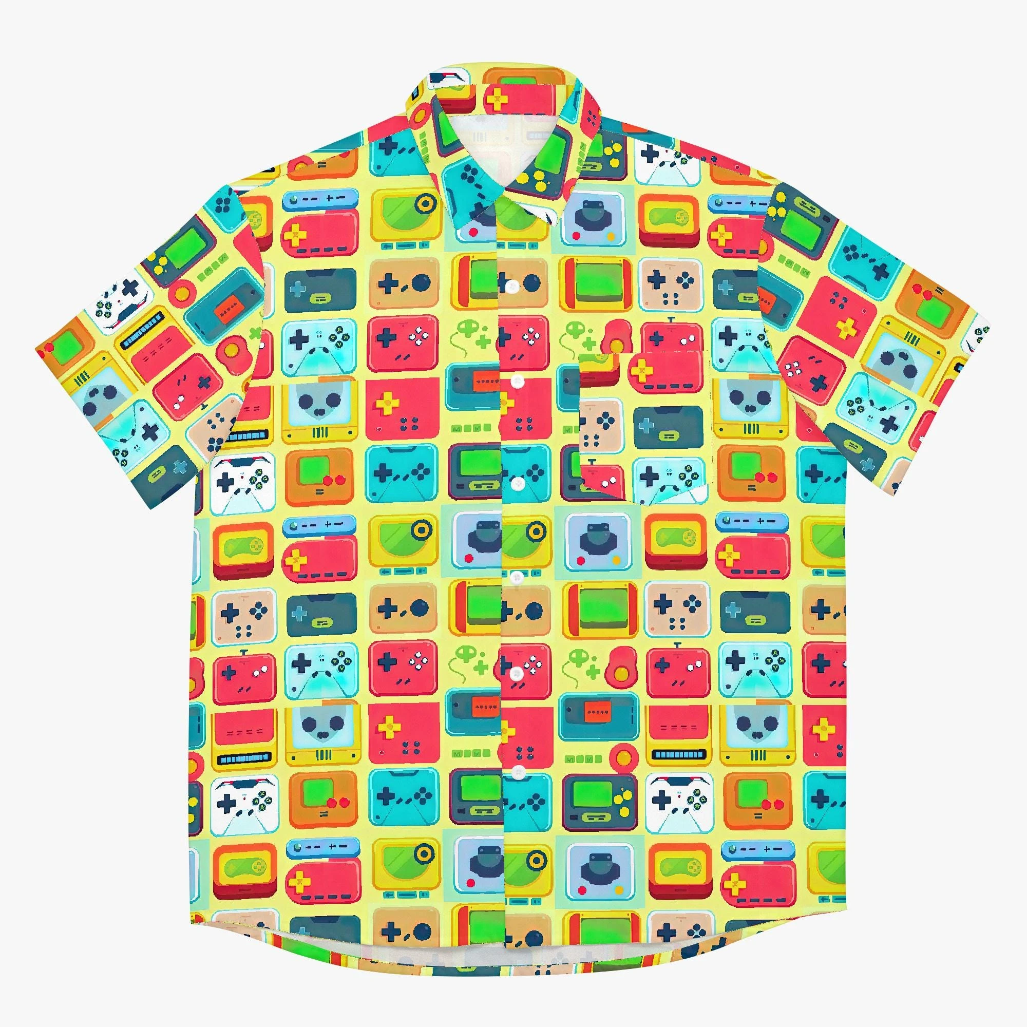 Vintage Video Game Hawaiian Shirt Men Clothes 3D Printed GamePad Short Sleeves Tops Games Streetwear Blouse Button Lapel Shirts