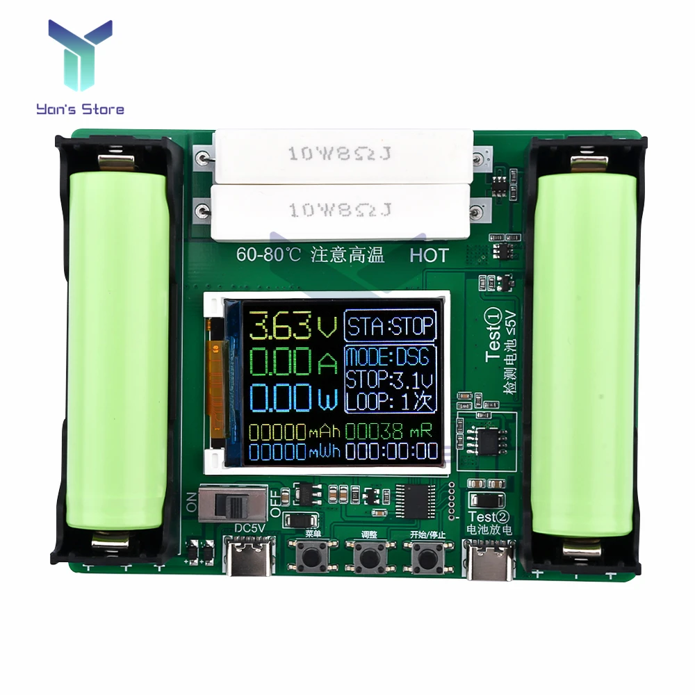 18650 Lithium Battery Capacity Tester Internal Resistance Meter LCD Voltmeter ammeter Automatic Charge and Discharge Module