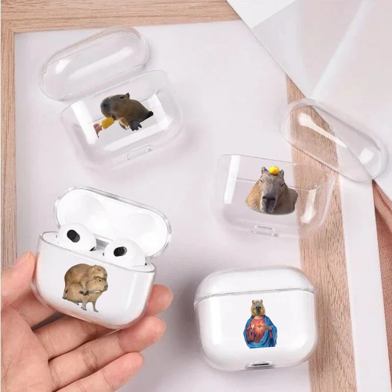 Creative Capybara Case for Apple Airpod Pro2 Airpods 1 2 3 Pro Wireless Headphone Cover for Air Pods 3rd Gen Box Cartoon Capa