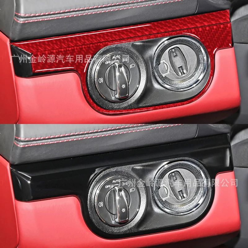 Suitable for 16-22 Porsche 718 car interior modification carbon fiber headlight switch decorative stickers