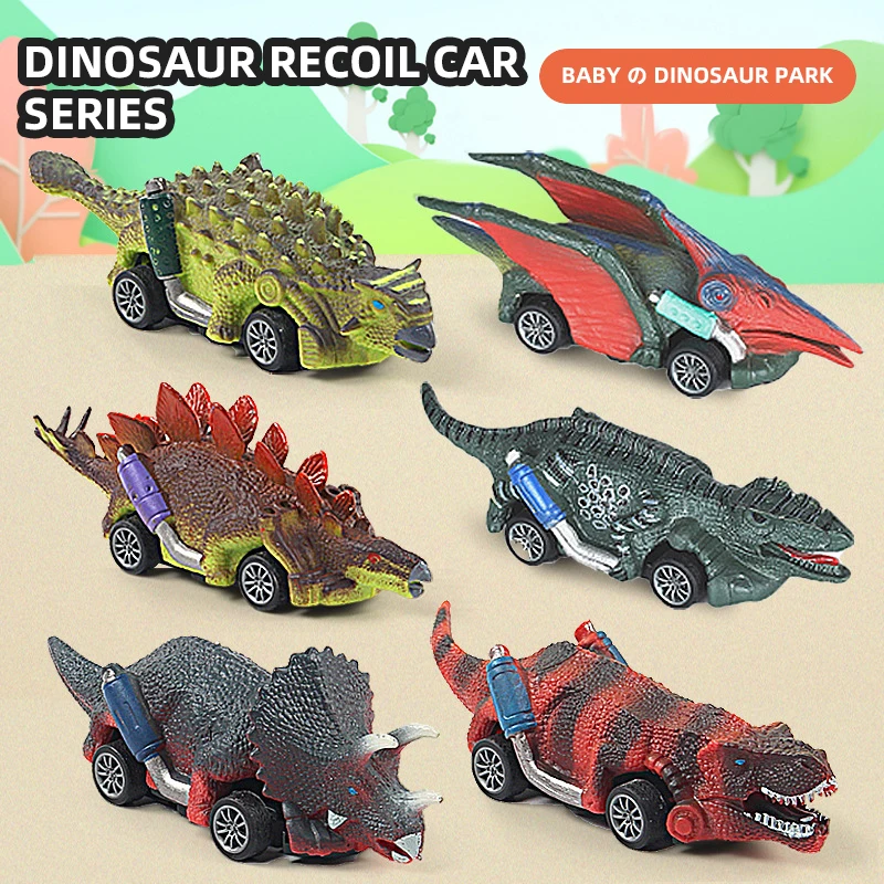 Dinosaurs Pull Back Car Model Kid Tyrannosaurus Rex Triceratops Action Simulation Animal Model Inertial Car Toys for Baby Kids