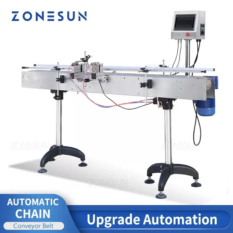 Zonesun Automatic Chain Conveyor Belt ZS-CB100P 1.9m for Transporting Goods Used with Filling & Capping Machine Production Line