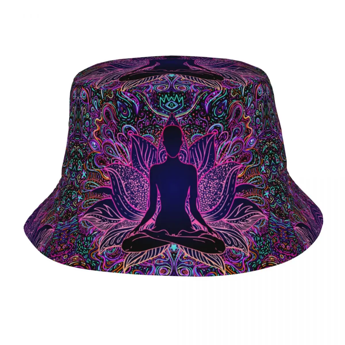 Indian Buddha Zen Mandala Bucket Hats Summer Beach Hatwear Fishing Fisherman Caps for Camping Girl Bob Hat UV Protection