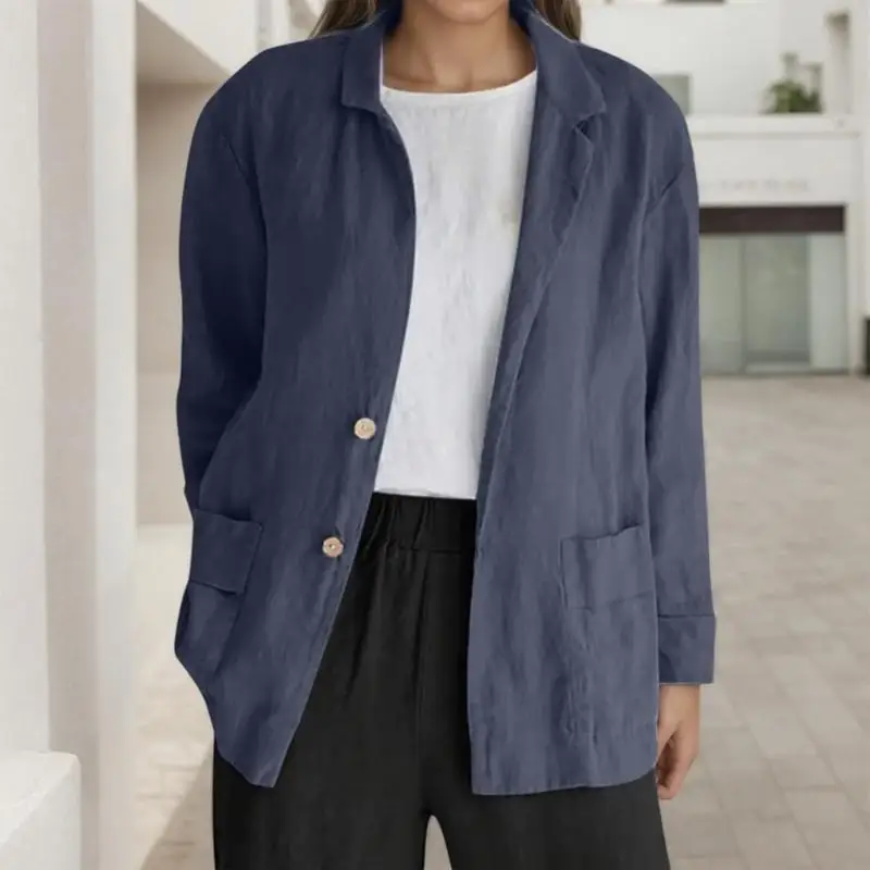 Casual Cotton Linen Women Lightweight Long Sleeve Button Down Shirt Fall Shackets for Women