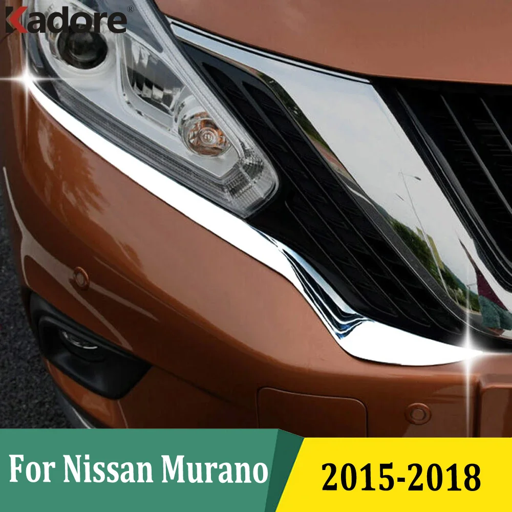 For Nissan Murano 2015 2016 2017 2018 ABS Chrome Auto Front Head Light Lamp Cover Trim Headlight Eyebrow Strips Car Styling