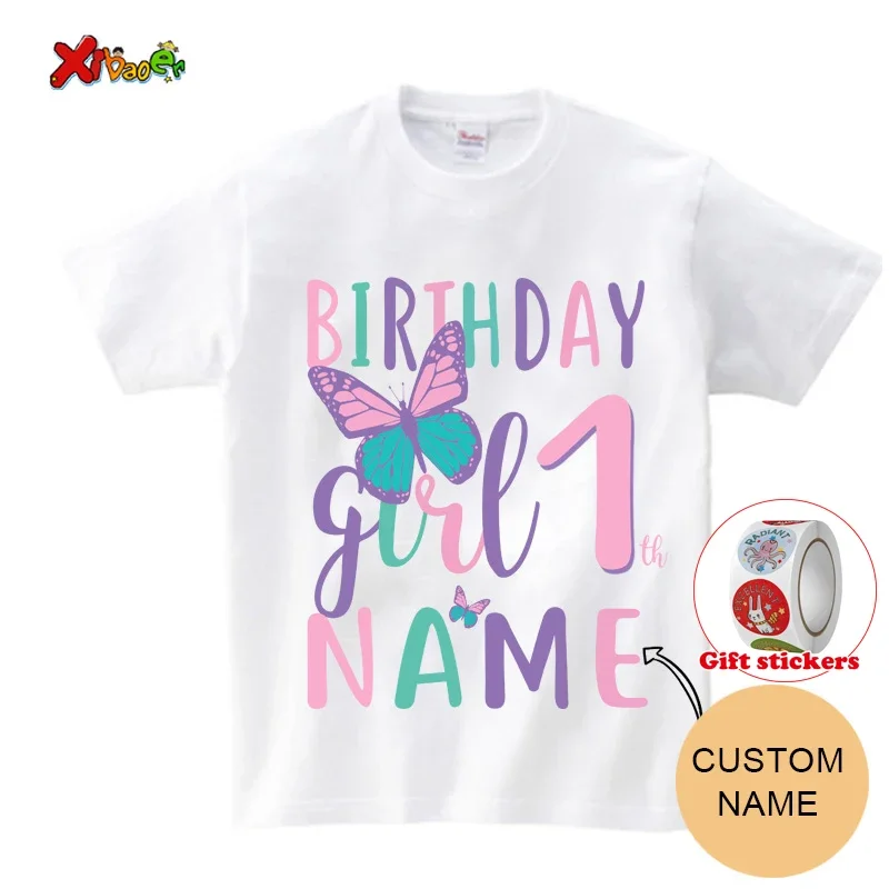 Family Matching Outfits Butterfly Birthday T Shirts Family Matching Custom Butterfly Print T-Shirt Give Away Children's Stickers