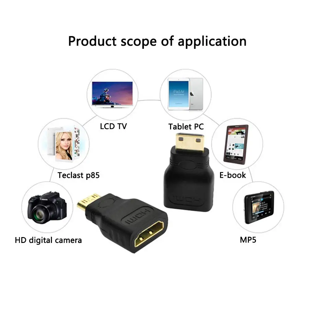 Мини Hdmi-совместимый Hd преобразователь большой на маленький штекер на гнездо Mini Hdmi-совместимый с Hdmi-совместимый адаптер