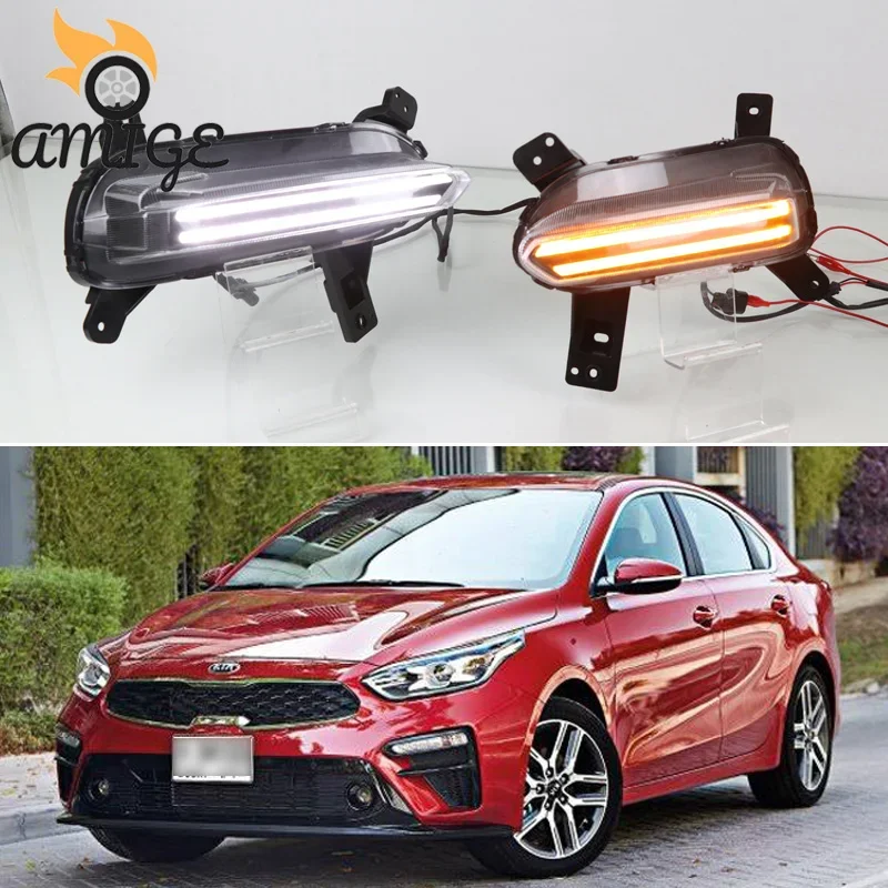 

12V LED Daylights For Kia Cerato 2018 2019 2020 Turn Signal DRL Headlight Car LED Daytime Running Light Auto Accessory