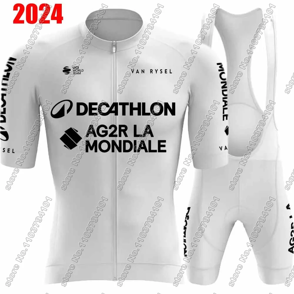 Ag2r Team Cycling Jersey 2024 Set France White Black Clothing Short Sleeve Bicycle Shirt Road Bike Suit MTB Wear Shorts MTB Ropa