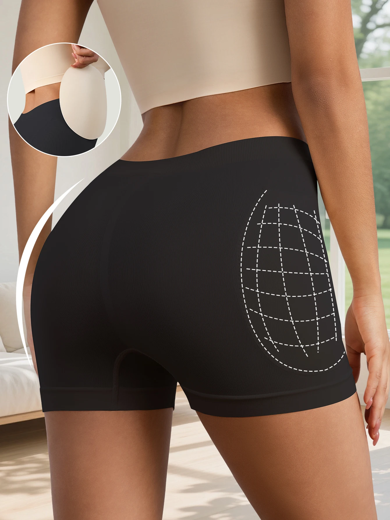 Flarixa Damen Po-Lifter Shaper Shorts mit herausnehmbaren Hüftpolstern, Bauchkontrolle, Hüftverstärker, nahtlose körperformende Sicherheitsunterwäsche – Detail 15