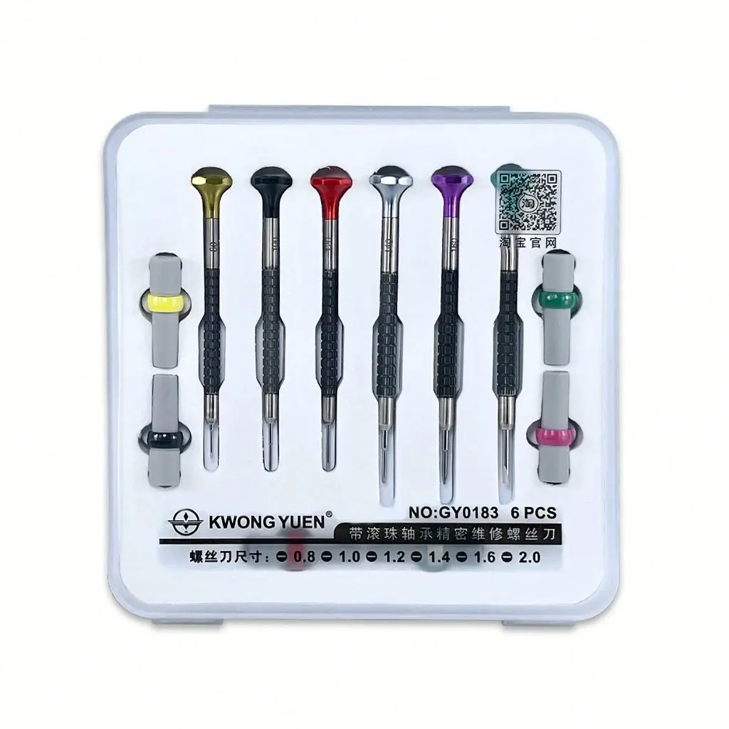 

KWONG YUEN 6 шт. шлицевая прецизионная отвертка 0,8-1,8 мм сменные плоские биты мини-набор отверток инструмент для ремонта металлических часов