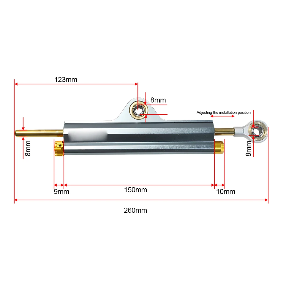 260MM Suspension Steering Dampers For Ohlins Yamaha Yzf R1 Mt-10 Yzf R1m Kawasaki Ninja Zx-6r Vario Scoopy Mio Jupiter Vixion view 5