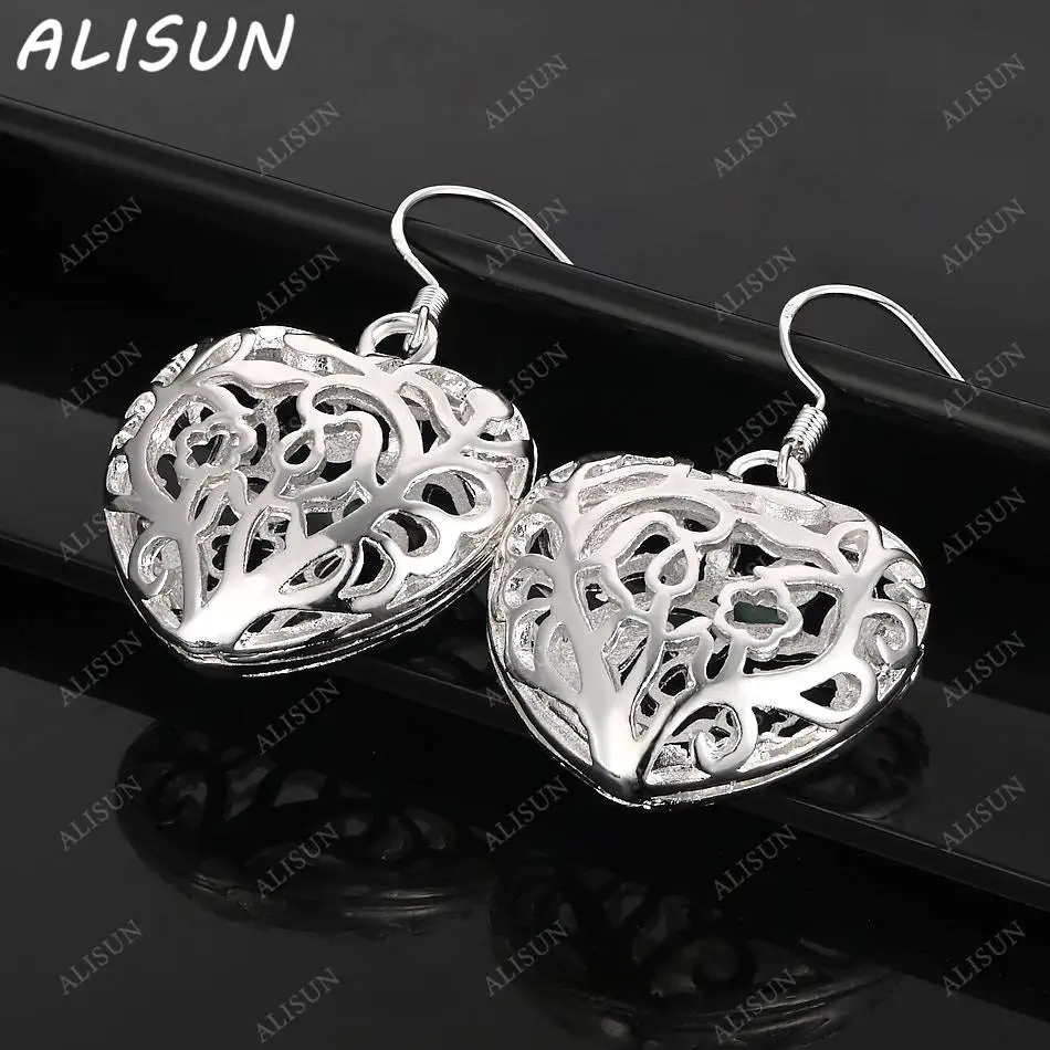 

ALISUN 925 Sterling Silver Hollow Hearts Earrings Drop Earrings For Women Anniversary Gift Popular Wild Fashion Romantic Jewelry