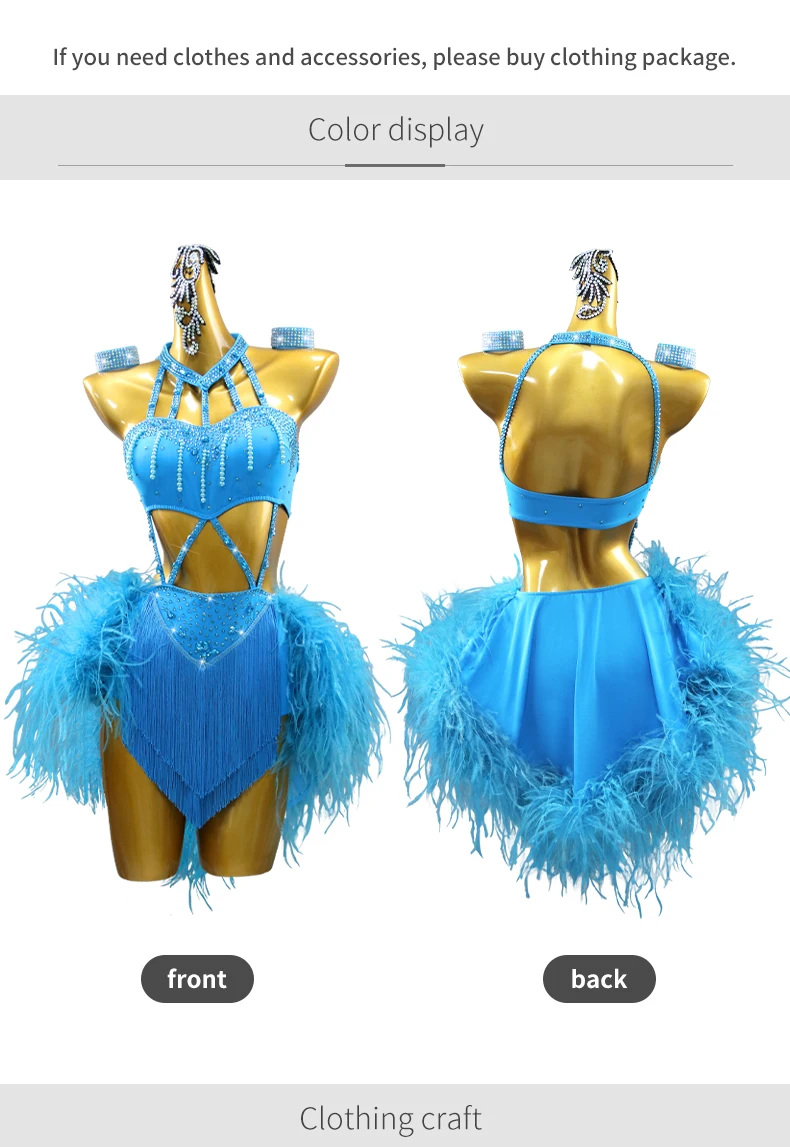 2026 Damen Lateinamerikanische Kleidung Mädchen Abendkleid Samba Bühnen-Tanzkostüm Cabaret Tanzbekleidung Wettbewerb Ballsaal Party Federanzug – Detail 5