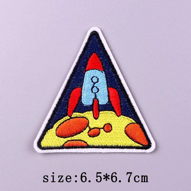 Spacecraft Patch UFO Embroidered Patches For Clothing Astronaut Alien Patch Iron On Patches On Clothes Hook Loop Stickers Badges