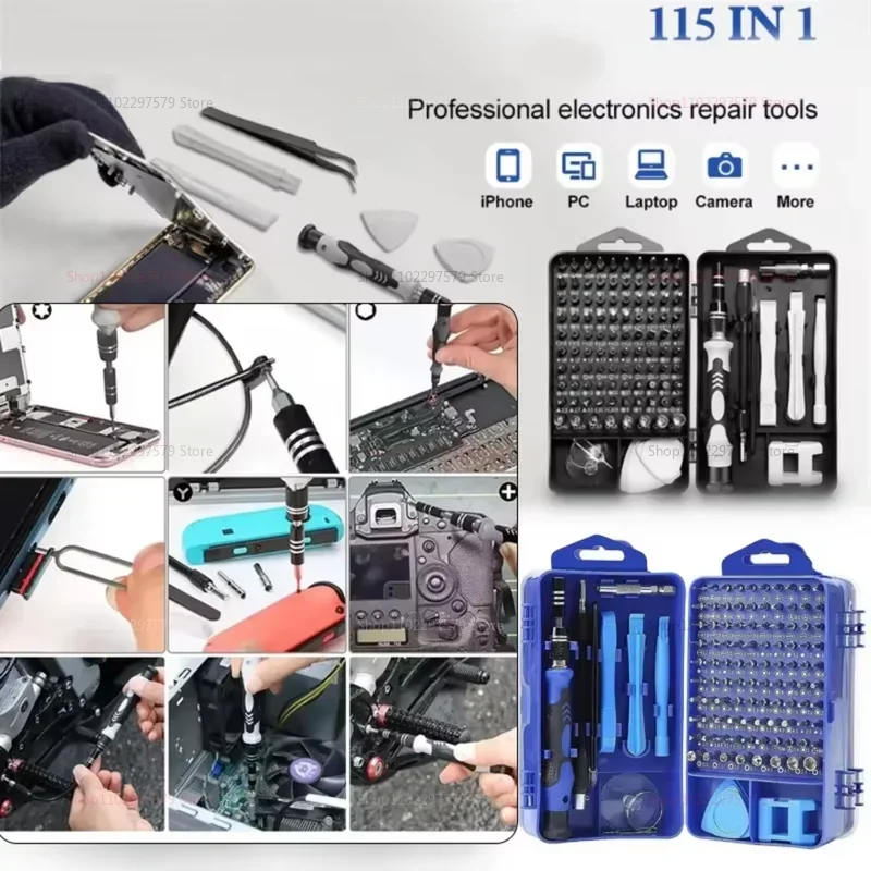 Set de Destornilladores de Precisión de 115 en 1 para Reparación Electrónica, Kit de Herramientas DIY para Celulares, Laptops, PC, Relojes y Gafas 2