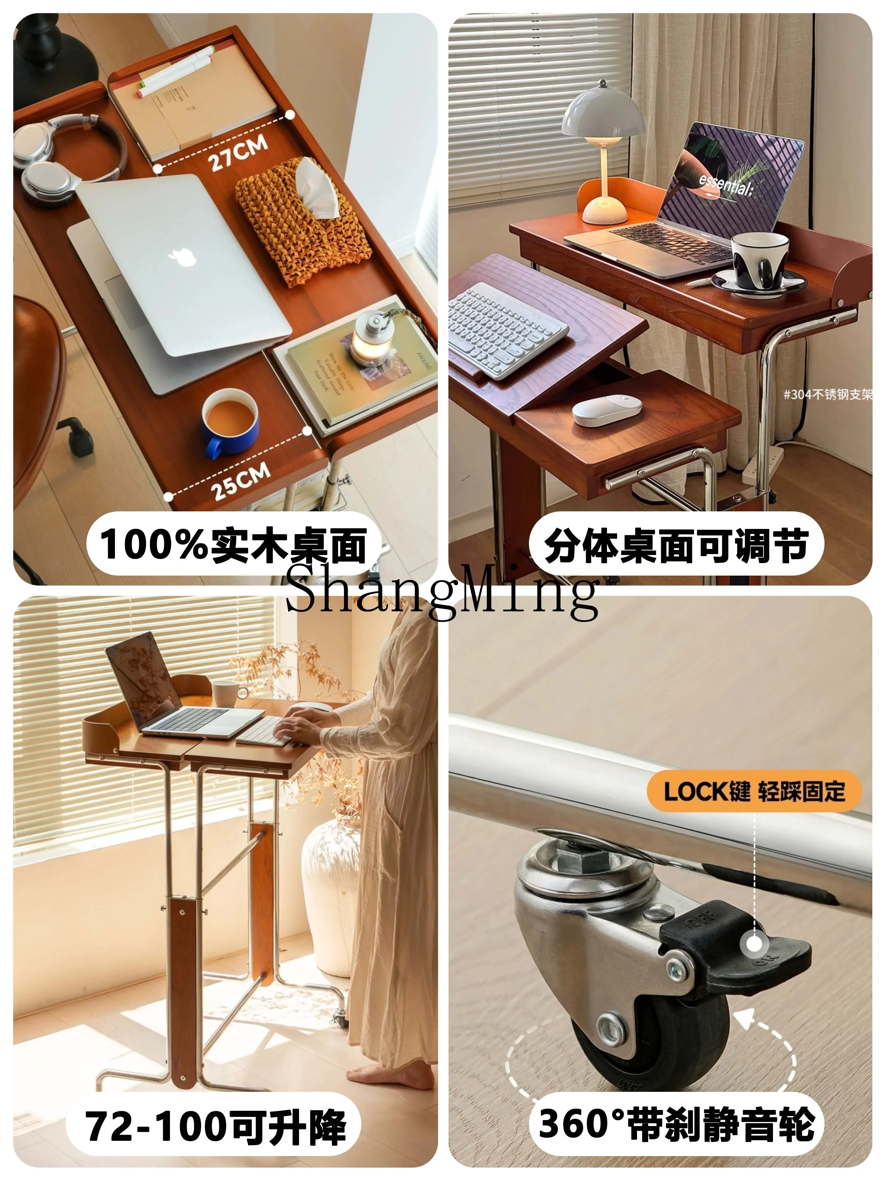 ZYY Home Elevatível Computador Escritório Móveis de madeira maciça Bay Window Cabeceira Banco de trabalho móvel