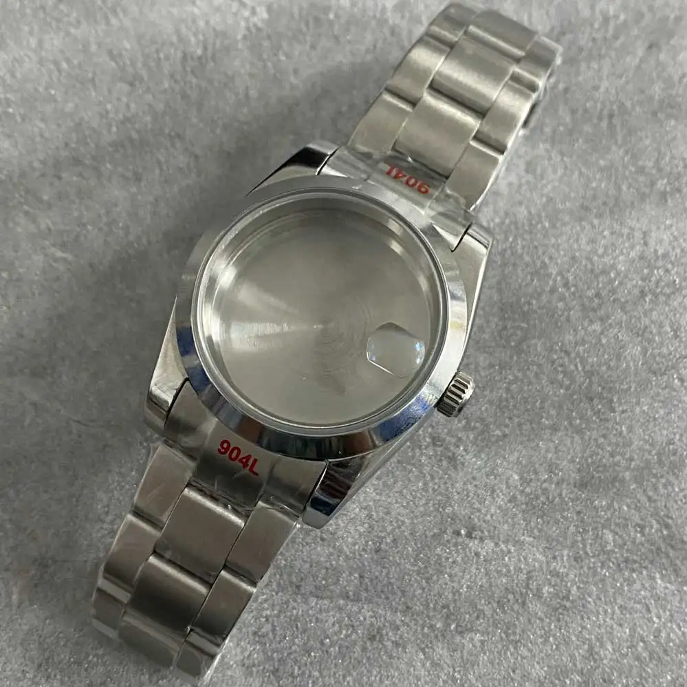 Seiko mod Land Dweller 40mm NH35 Cassa dell'orologio Vetro zaffiro Impermeabile Argento Misura 33,5 mm Quadrante dell'orologio con un ciclope  1511