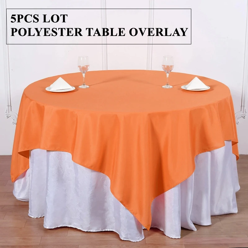 5pcs 100% Polyester Table Overlay Banquet Square Tablecloth For Wedding Event Party Christmas Decoration